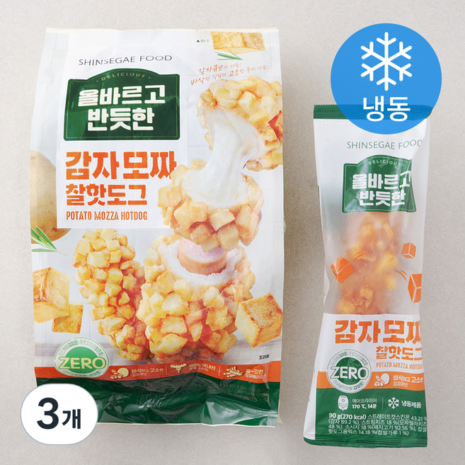 올바르고 반듯한 감자 모짜 찰핫도그 6개입 (냉동), 540g, 3개