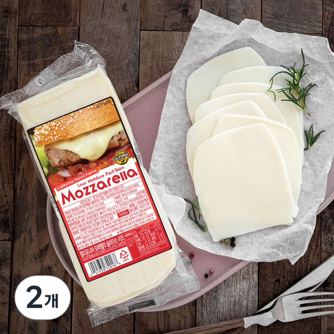 캘리포니아셀랙드팜스 모짜렐라 슬라이스 치즈, 681g, 1개입, 2개