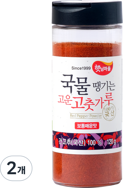 햇님마을 국물땡기는 국산 고운 고춧가루 보통매운맛, 120g, 2개