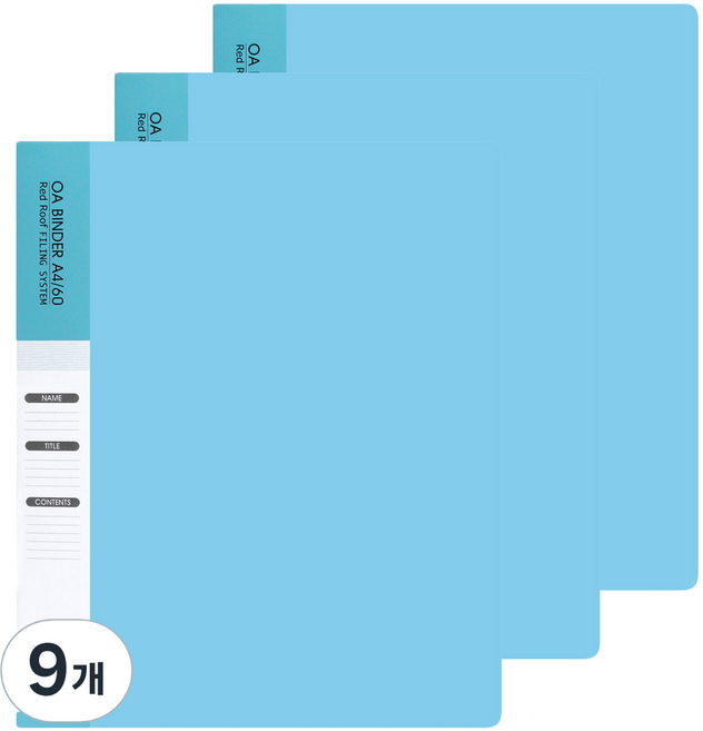 빅드림 OA 클리어바인더화일 A4 60매, 스카이블루, 9개