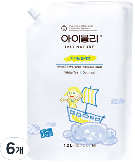 아이블리네이쳐 오트밀 성분 섬유유연제 화이트 블러썸향 본품, 6개