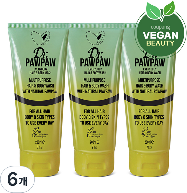 닥터포포 헤어 바디 워시 망고코코넛, 200ml, 6개