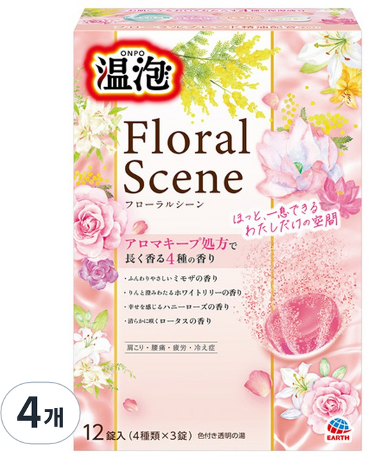 온포 탄산입욕제 플로럴씬, 4개, 480g