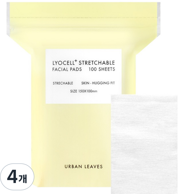 URBAN LEAVES 萊賽爾Plus彈性化妝棉, 4個, 100入