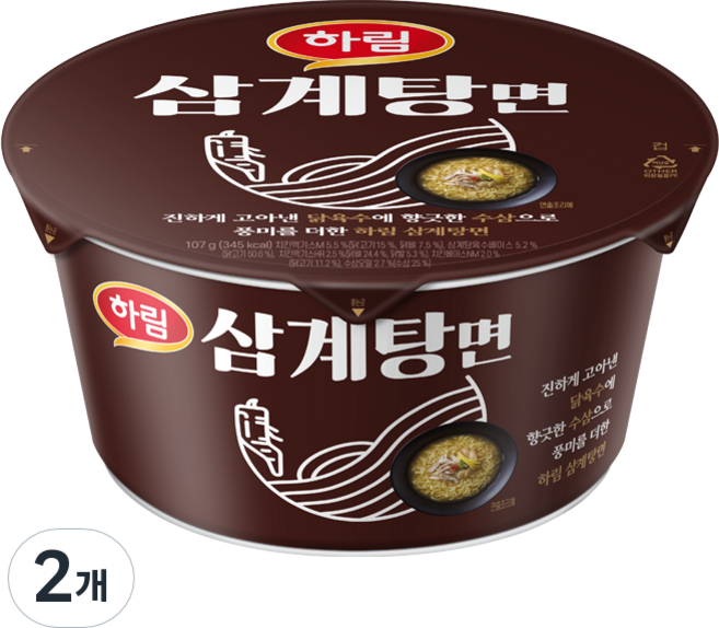 하림 삼계탕면 컵 107g, 2개