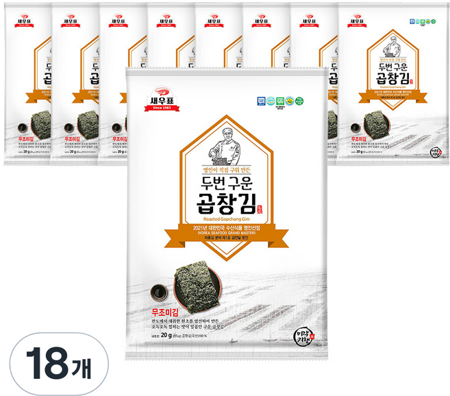 Saeupyo 莞島兩次炭烤腸石海苔, 20g, 18包