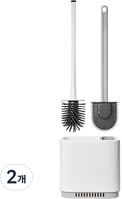생활공식 벽걸이 변기솔 청소솔 2중 브러쉬 세트, 그레이 + 화이트, 2개