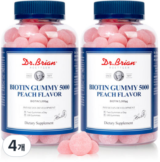 Dr.Brian ROETTGER 桃子風味生物素軟糖, 100顆, 4罐