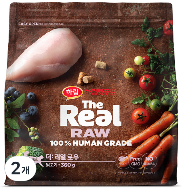 하림펫푸드 어덜트 캣 더리얼 로우 동결건조 사료, 2개, 360g, 닭