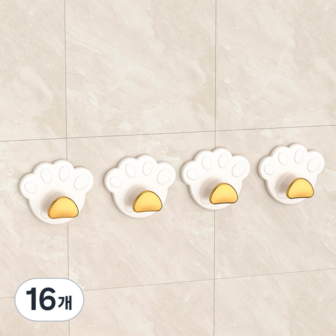 피어니스트 고양이발도장 무타공 걸이, 크림, 16개