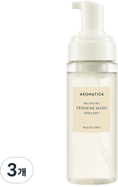 [비건라이프] 아로마티카 퓨어 앤 소프트 여성청결제, 170ml, 3개