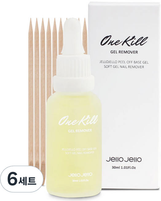 젤로젤로 필오프 베이스 젤 전용 원킬 네일리무버, 30ml, 6개