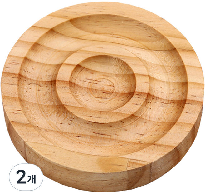 블랙트리 우드 액세서리 트레이 원목 라운드, 혼합색상, 2개