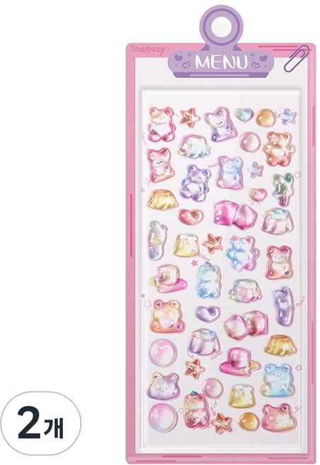 이나마지 3D크리스탈 스티커 슈가랜드, 젤리베어, 2개