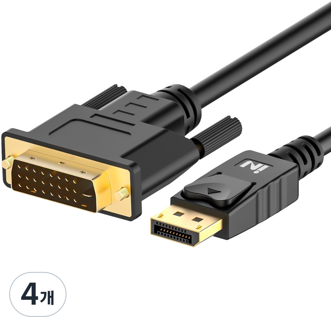 iN NETWORK DP to DVI 影像連接埠類型轉換螢幕線 IN-DPD02, 4個, 2m