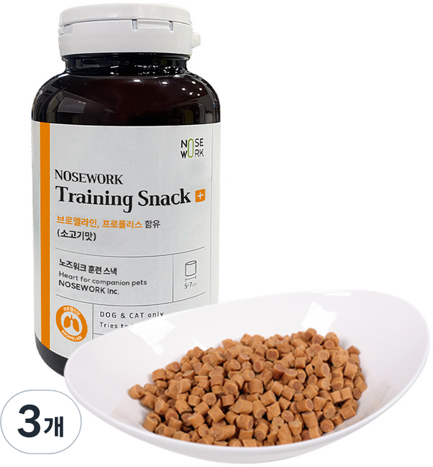 노즈워크 강아지 트레이닝 져키, 소고기맛, 150g, 3개