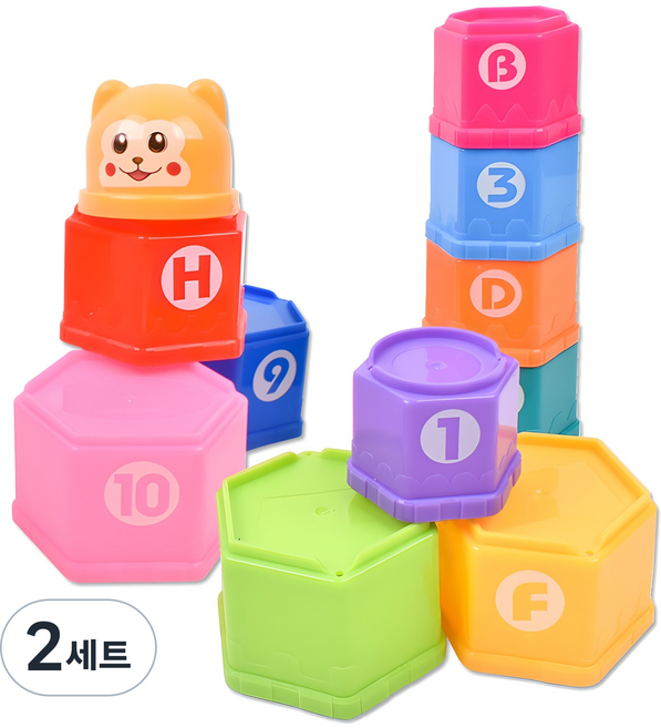 오즈토이 육각 컵쌓기, 혼합 색상, 2세트