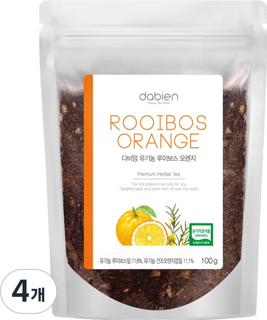 다비앙 유기농 루이보스 오렌지 리필, 100g, 4개