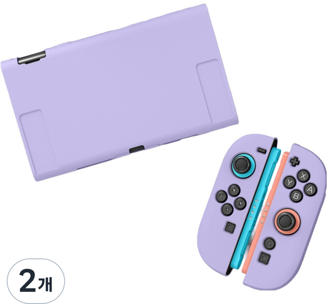 호후 스케 닌텐도 스위치2 TPU 본체 조이콘 풀커버 케이스, 퍼플, 2개