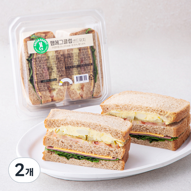 그린래빗 햄에그 클럽 샌드위치, 230g, 2개