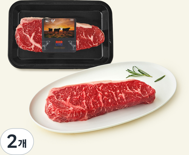 미국산 프라임 채끝 스테이크용 (냉장), 300g, 2개
