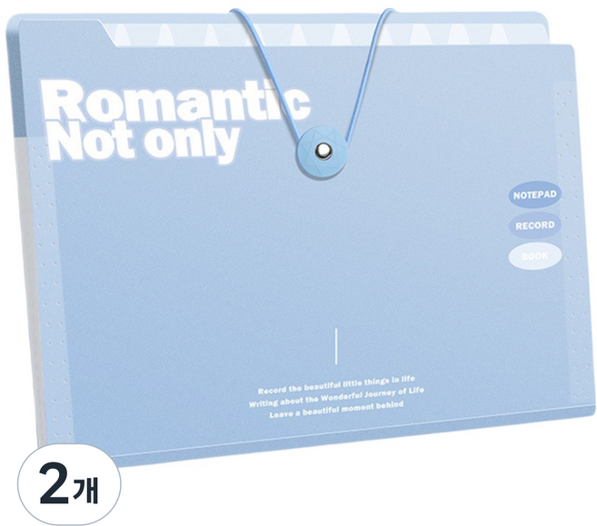 델리리움 예쁜 색감 대용량 아코디언 서류 A4 파일 케이스 5단 32 x 25 cm, 2개, 블루