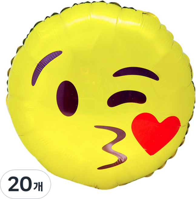 와우파티코리아 표정 은박 풍선 윙크하트, 옐로우, 20개