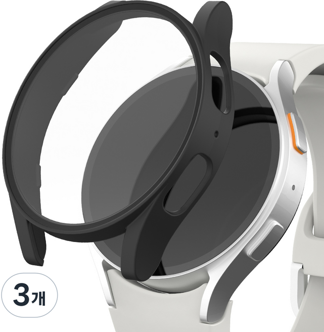 신지모루 풀커버 일체형 SF코팅 강화유리 액정보호 케이스, 블랙, 3개