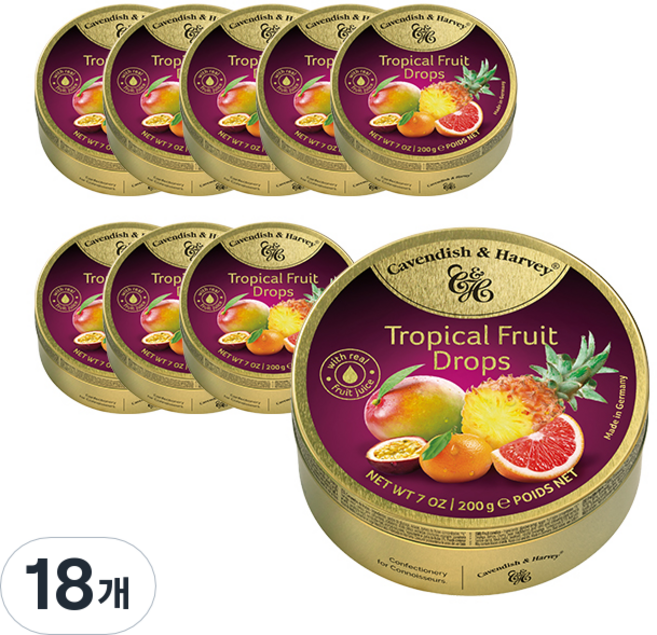 Cavendish & Harvey 卡恩迪許 熱帶水果風味糖, 200g, 18盒