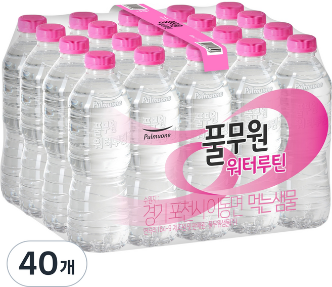 풀무원샘물 워터루틴 먹는샘물 무라벨, 500ml, 40개
