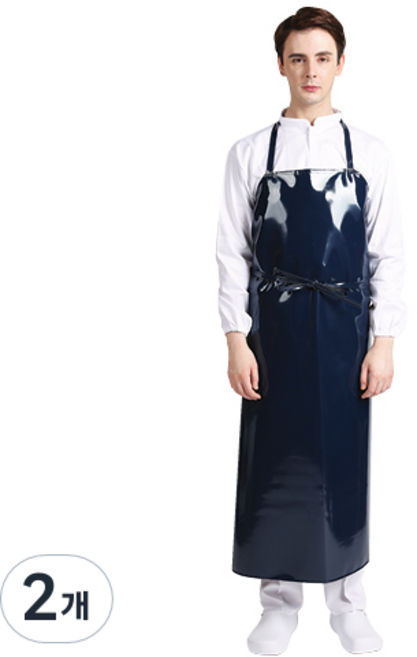 웰프런 양면코팅 방수앞치마 목끈형 특대, 네이비, 2개