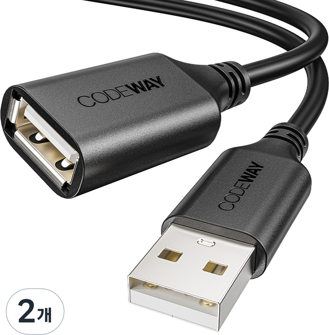 코드웨이 USB 2.0 연장케이블, 2개, 3m
