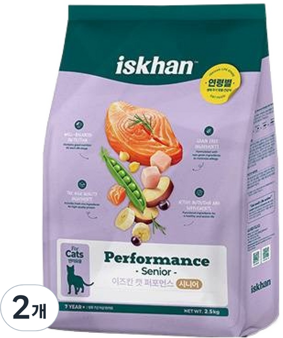 이즈칸 시니어 캣 퍼포먼스 건식사료, 닭, 2.5kg, 2개