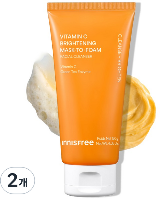 이니스프리 비타C 브라이트닝 팩투폼 클렌저, 120g, 2개