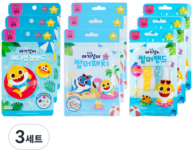 아텍스 메디랩 핑크퐁 겔 밴드 원형 18p x 3개 + 시트로넬라 오일 썸머패치 18p x 3개 + 썸머밴드 2p x 3개 세트, 3세트