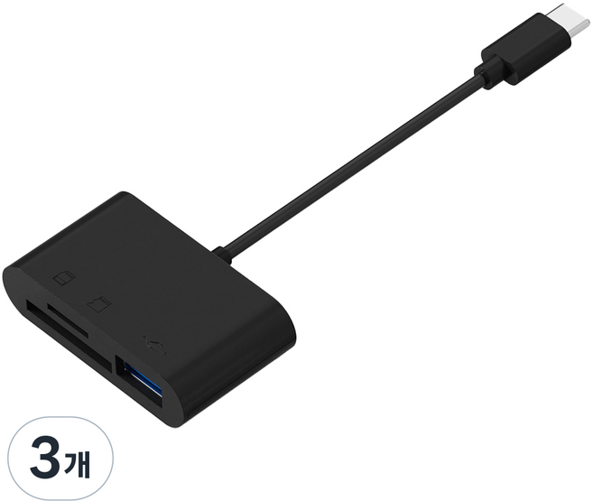 아이엠듀 C타입 3 in 1 USB TF SD카드 리더기, 블랙, 3개