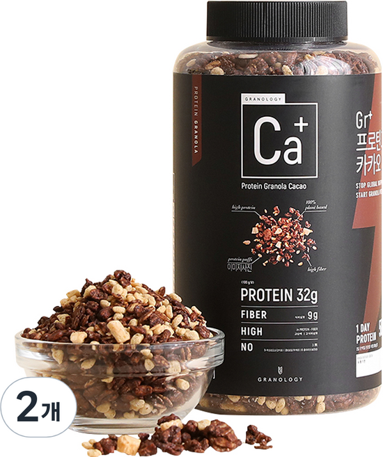 그라놀로지 프로틴 그래놀라 카카오 시리얼, 2개, 400g