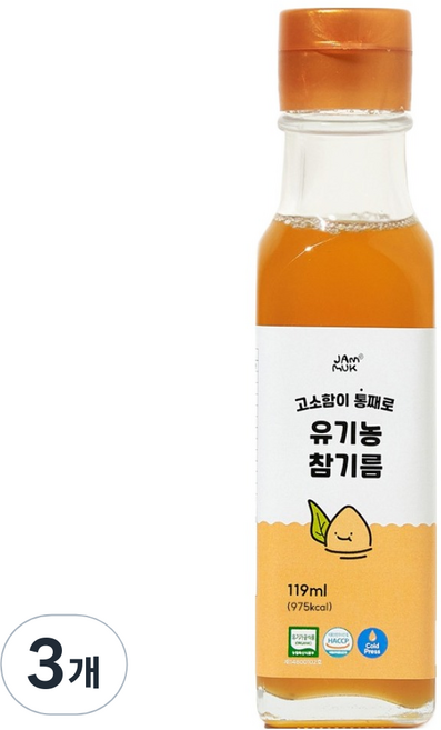 잼먹 유기농 저온압착 통참깨 이유식 참기름, 참깨, 119ml, 3개