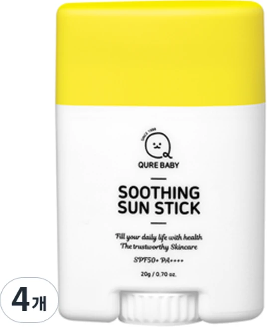 큐어베이비 수딩 선스틱 SPF50+ PA++++, 4개, 20g - 쿠팡