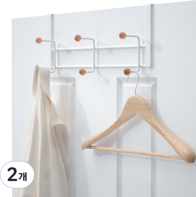 코멧 홈 우드볼 도어행거, 혼합색상, 6구, 2개