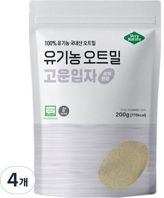 베리네이처 잡곡 유기농 오트밀 고운입자, 200g, 4개