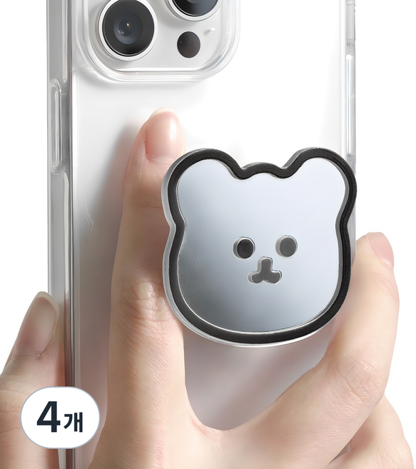 누아트 미러 그립 스마트톡, 곰돌이블랙, 4개