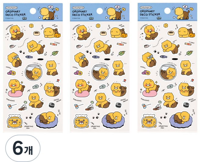 춘식이 오디너리 데코 스티커, 혼합색상, 6개