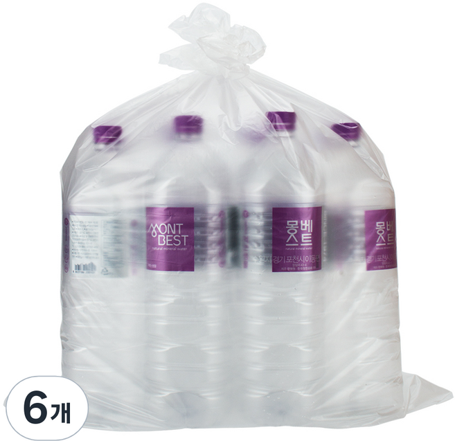 쓰리포 분리수거함 평판 쓰레기봉투 투명 100p, 6개, 40L