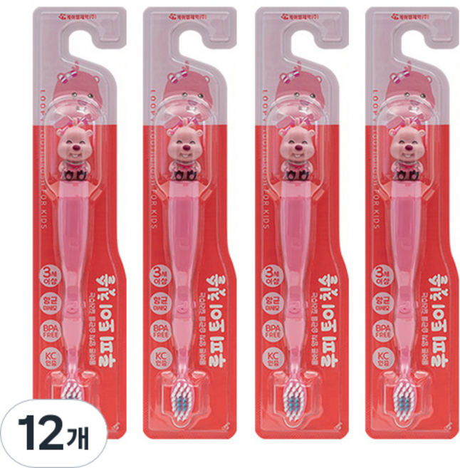 케이엠제약 루피 토이 유아칫솔, 혼합색상, 1개입, 12개