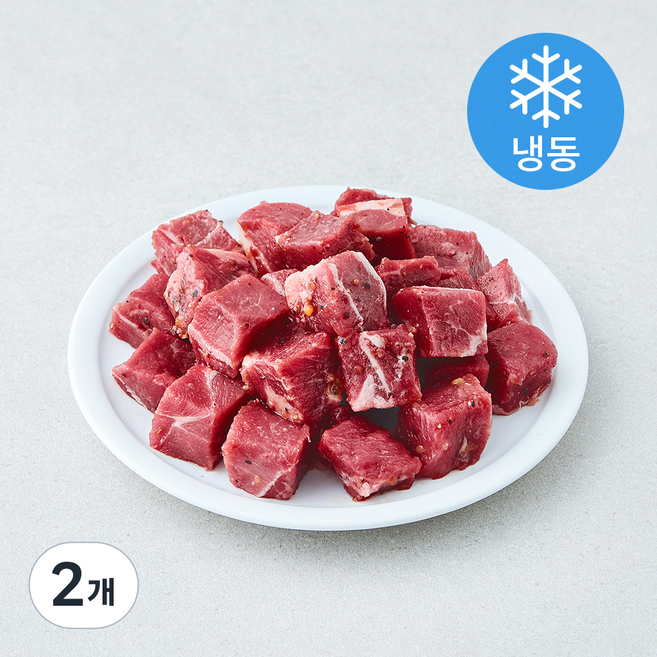 명장의 맛 시즈닝 양큐브 스테이크 (냉동), 2개, 200g