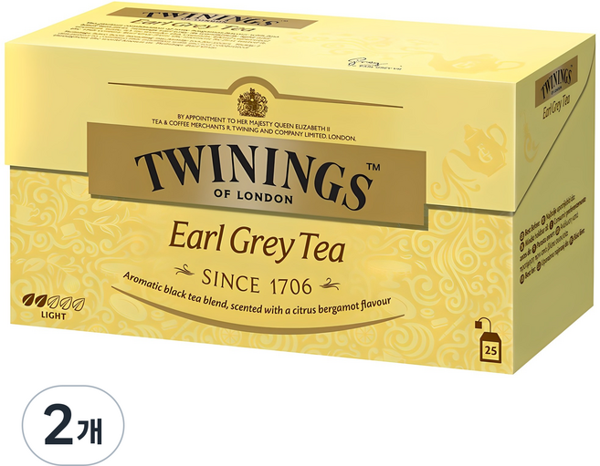 트와이닝 얼그레이 티백, 2g, 25개입, 2개