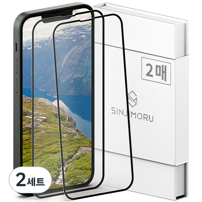 신지모루 풀커버 하이브리드 강화유리 휴대폰 액정보호필름 2매입, 2세트