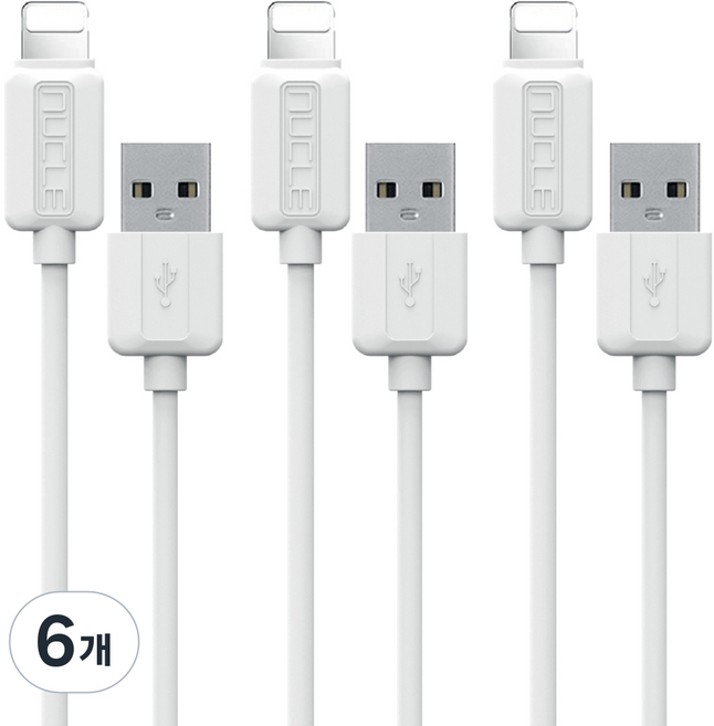 NUCLE 數據充電線 8-pin, 白色, 6個, 2m