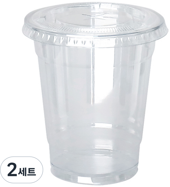 Bloom at home PET一次性透明杯 + 平蓋組, 2套, 410ml